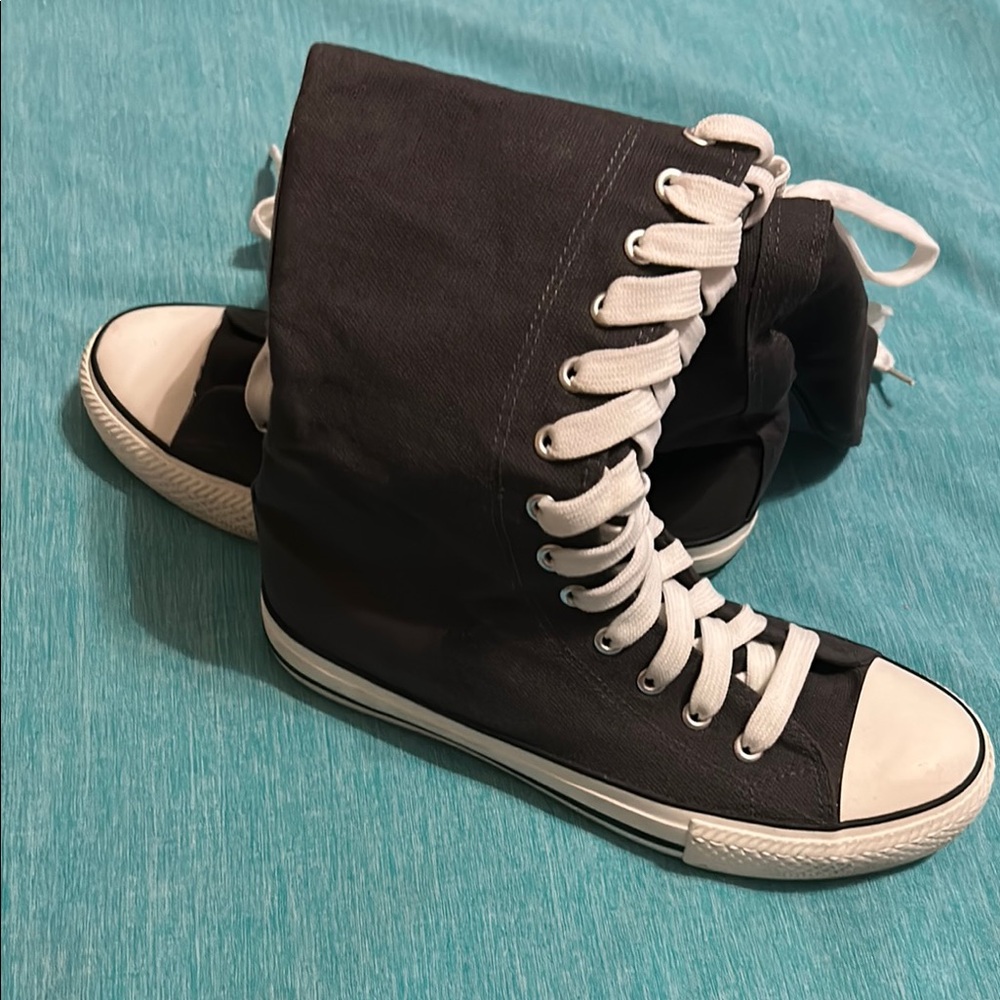 High-Top Black Canvas Sneakers
